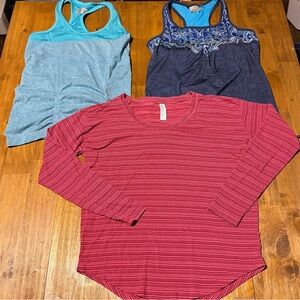 Athleta women's set of 3 athletic shirts tank tops long sleeve size small